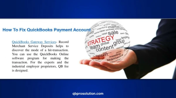 How to Fix QuickBooks Payment Account- QuickBooks Pro Solution USA