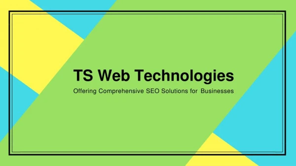 TS Web Technologies - Offering Comprehensive SEO Solutions for Businesses