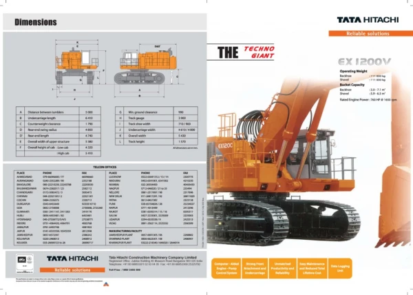 TATA Hitachi EX 1200 V Mining Excavator