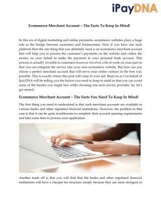 Ecommerce Merchant Account – The Facts To Keep In Mind! - slide 1