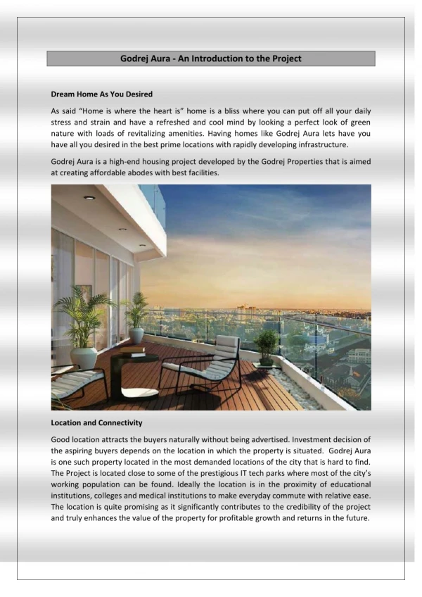 Godrej Aura - An Introduction to the Project