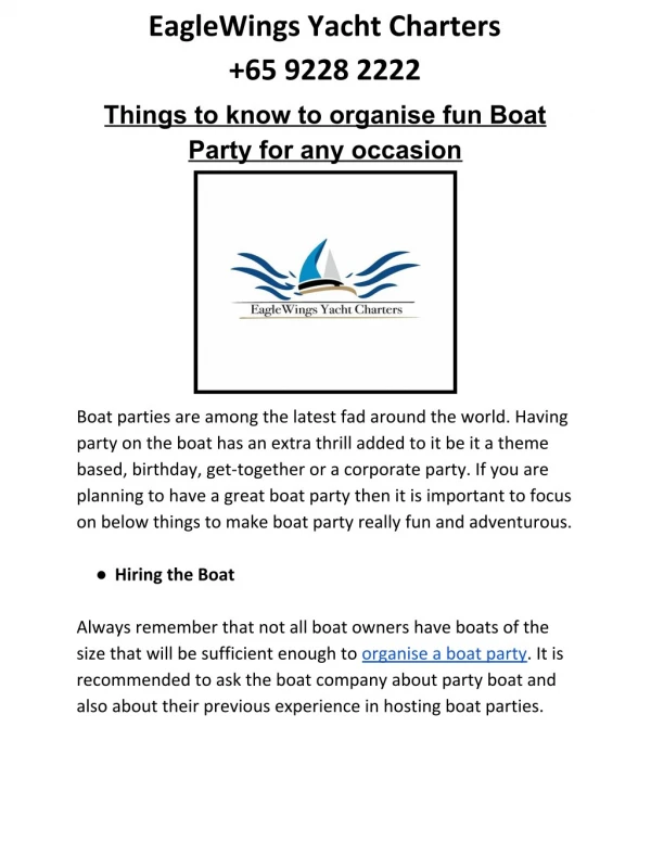 Boat Party in Singapore can be fun with these tips!!!!
