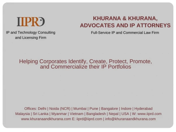 The Youngest Indian IP Law -Khurana & Khurana (K&K), Advocates and IP Attorneys