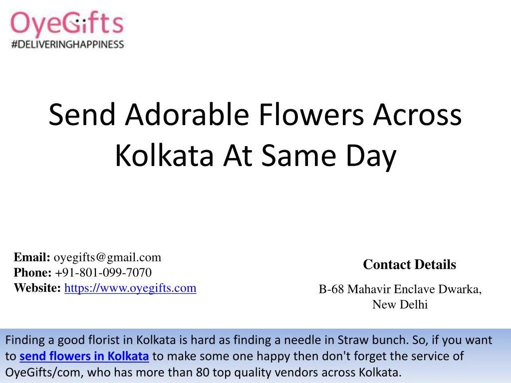 send adorable flowers across kolkata at same day