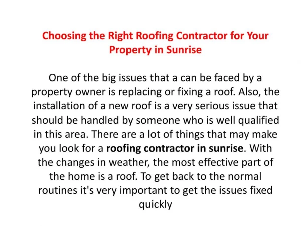 Roof Repair Sunrise FL | Call Now (954)-923-0080