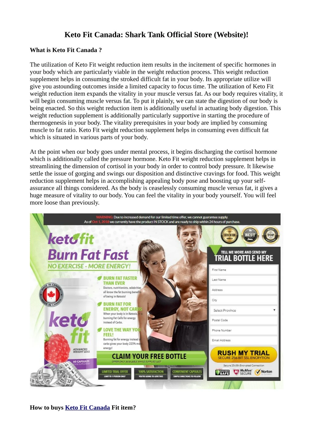 keto fit canada shark tank official store website