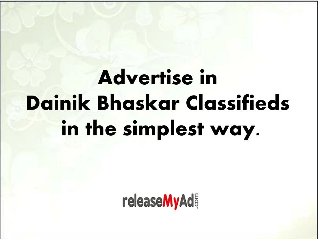 advertise in dainik bhaskar classifieds in the simplest way