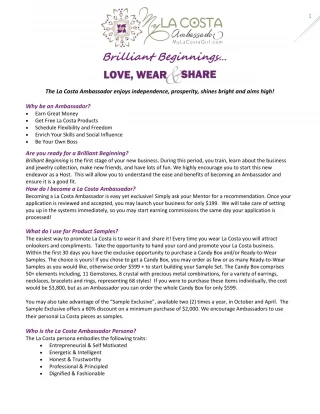 Brilliant Beginnings- LOVE,WEAR & SHARE - slide 1