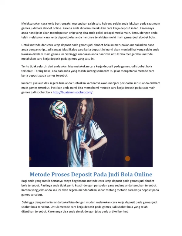 Metode Proses Deposit Pada Judi Bola Online