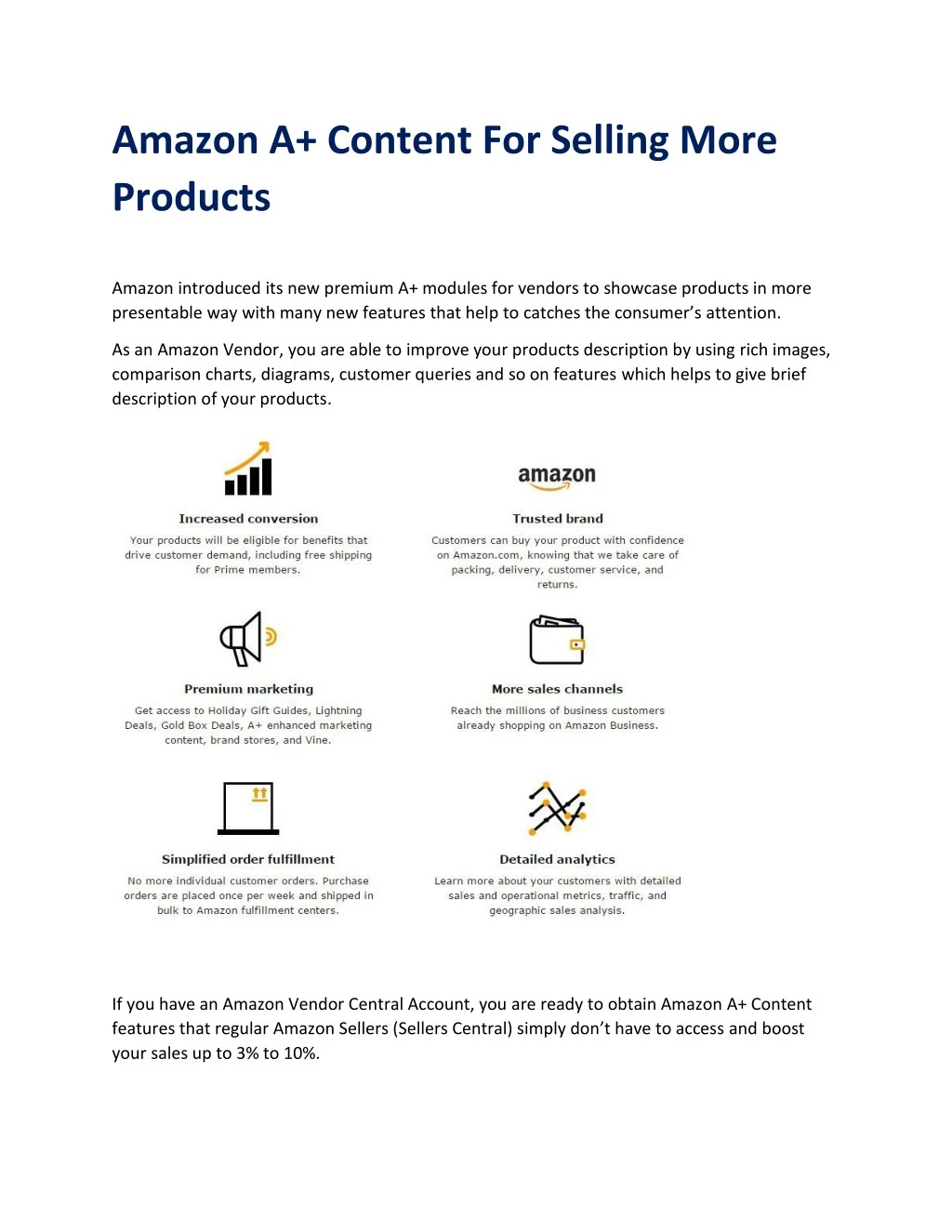 amazon a content for selling more products