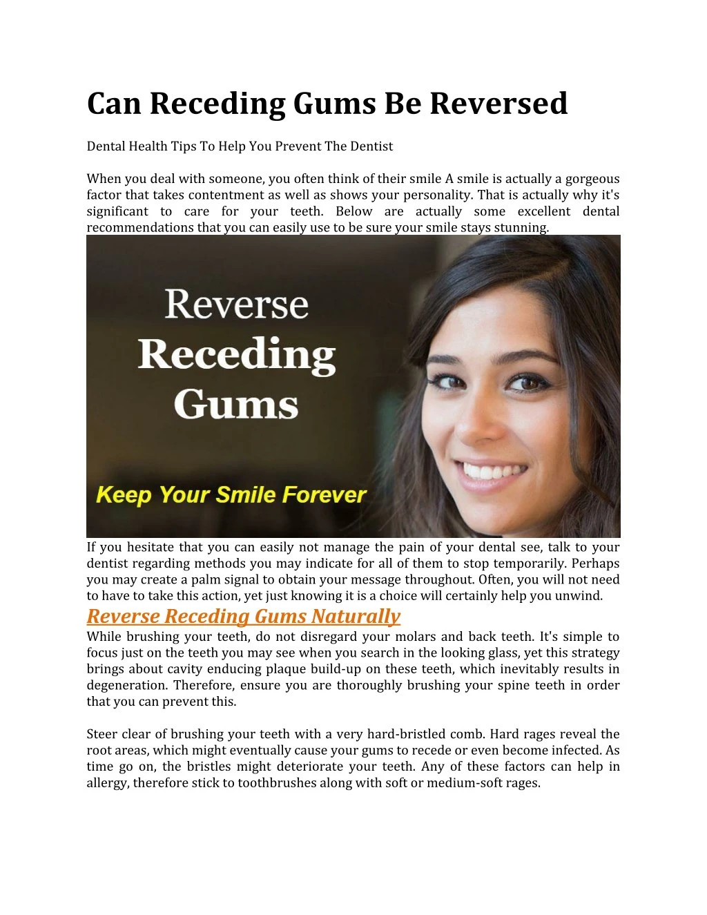 can receding gums be reversed dental health tips