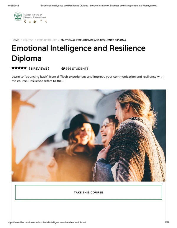 Emotional Intelligence and Resilience Diploma - LIBM