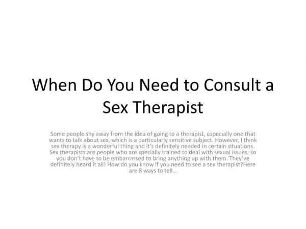 When Do You Need to Consult a Sex Therapist
