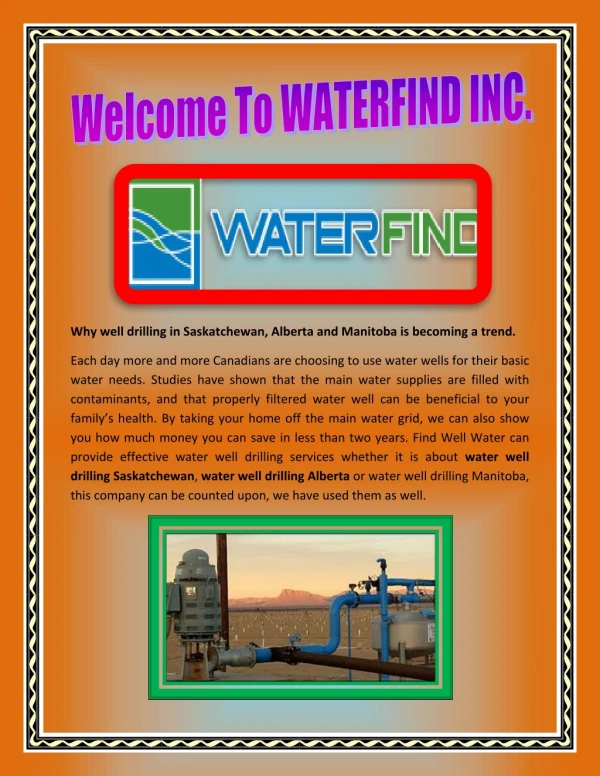 water well drilling manitoba, water well drilling Saskatchewan - www.findwellwater.ca