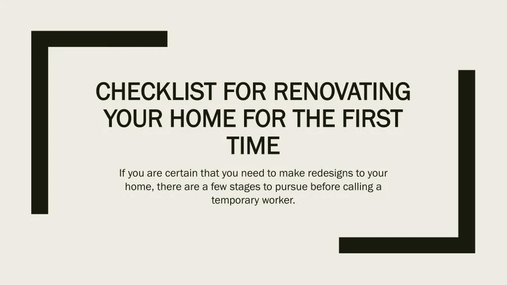 checklist for renovating your home for the first time
