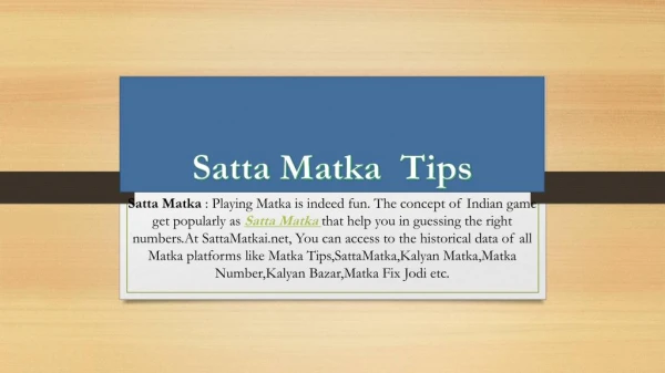 satta matka tips