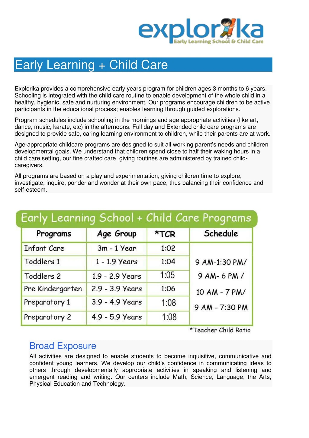 early learning child care