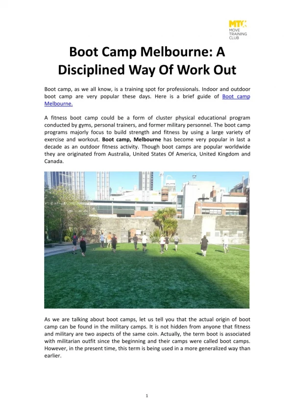 Boot Camp Melbourne: A Disciplined Way Of Work Out