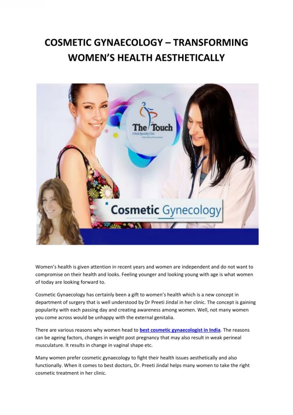 COSMETIC GYNAECOLOGY – TRANSFORMING WOMEN’S HEALTH AESTHETICALLY