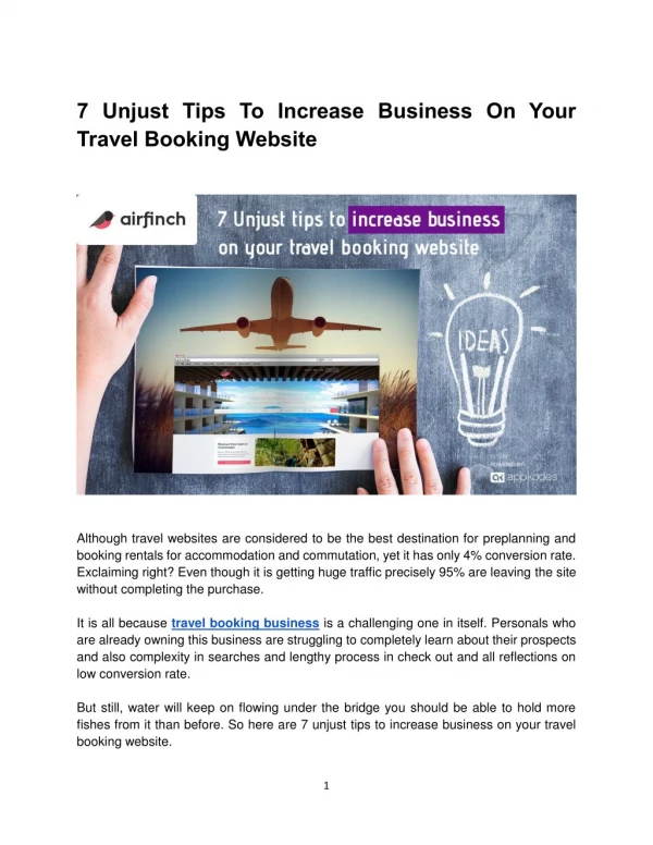 7 Unjust Tips To Increase Business On Your Travel Booking Website