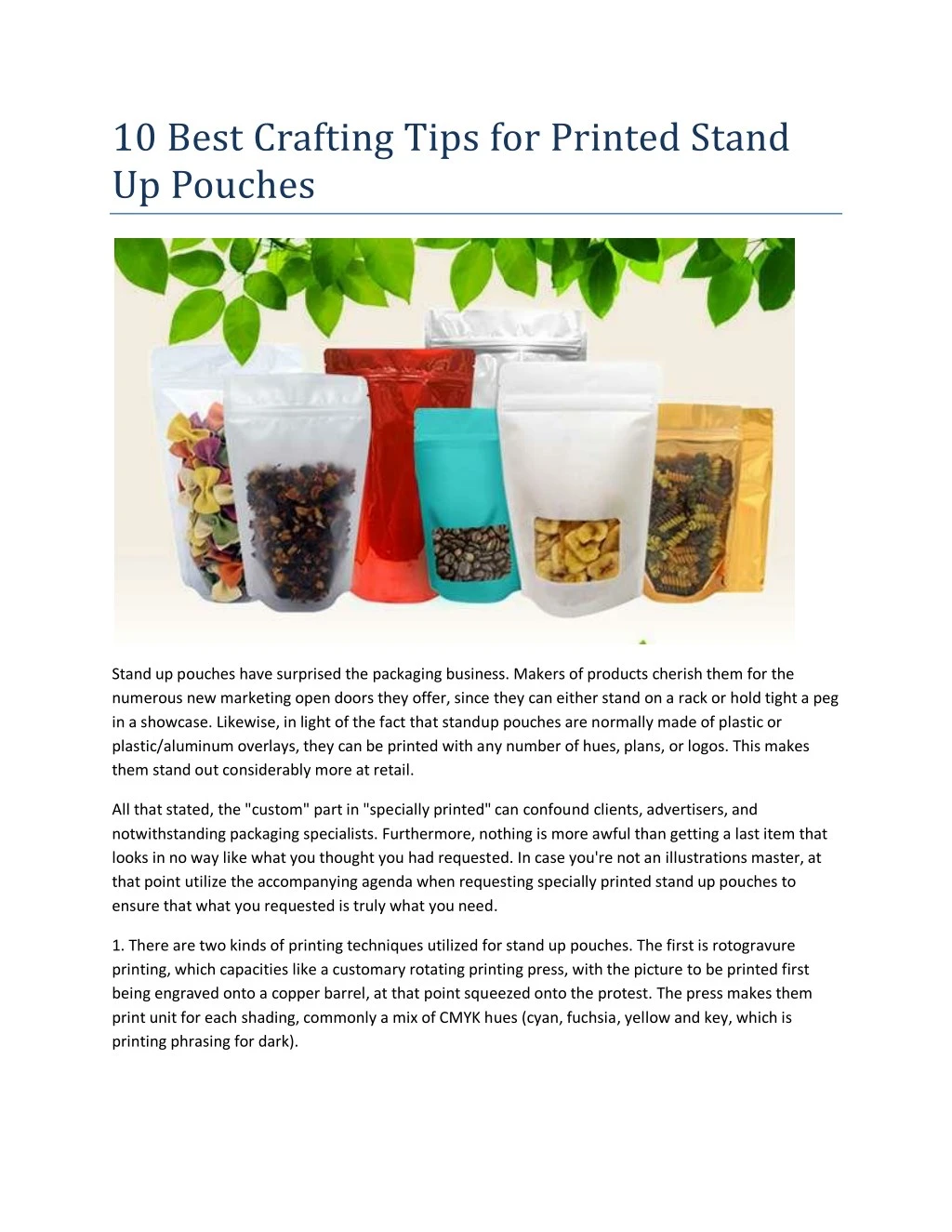 10 best crafting tips for printed stand up pouches