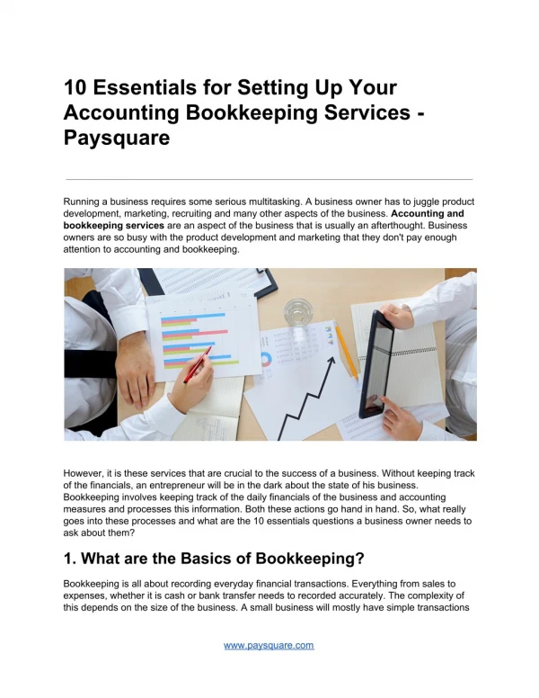 10 Essentials for Setting Up Your Accounting Bookkeeping Services - Paysquare