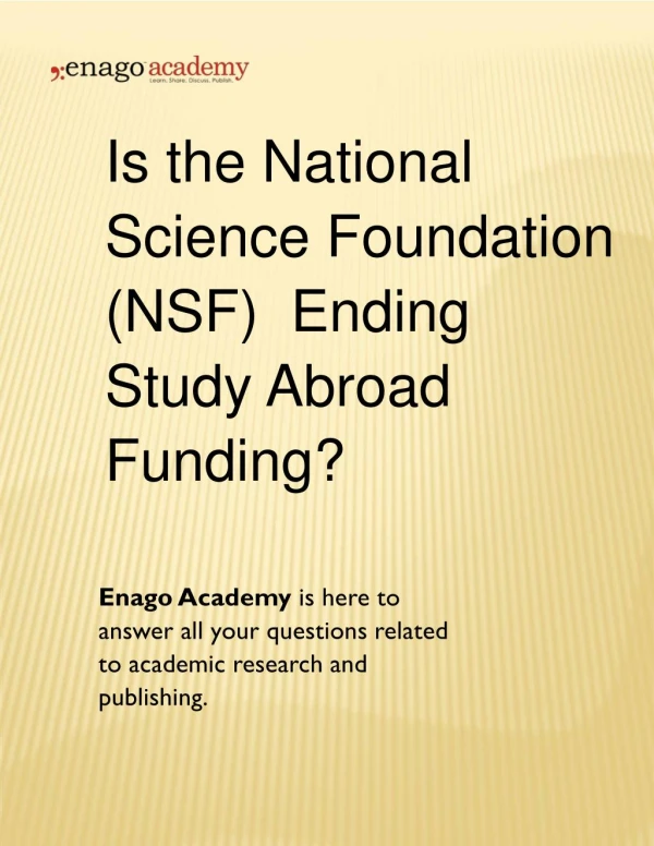 Is the National Science Foundation (NSF) Ending Study Abroad Funding