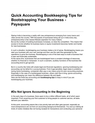 Quick Accounting Bookkeeping Tips for Bootstrapping Your Business - Paysquare - slide 1