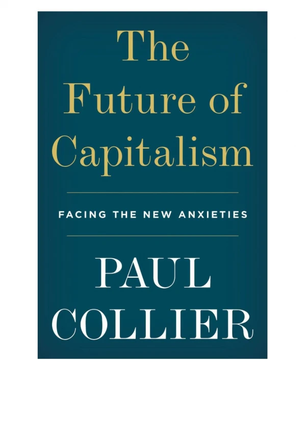 [Read Book] The Future of Capitalism By Paul Collier