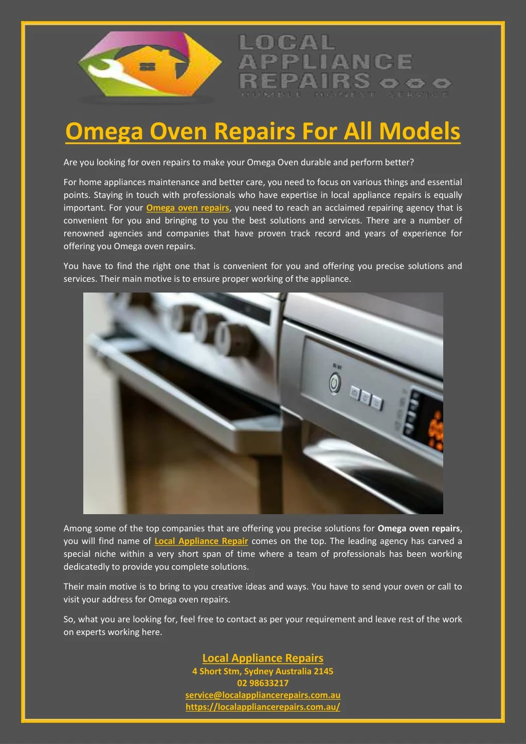 omega oven repairs for all models