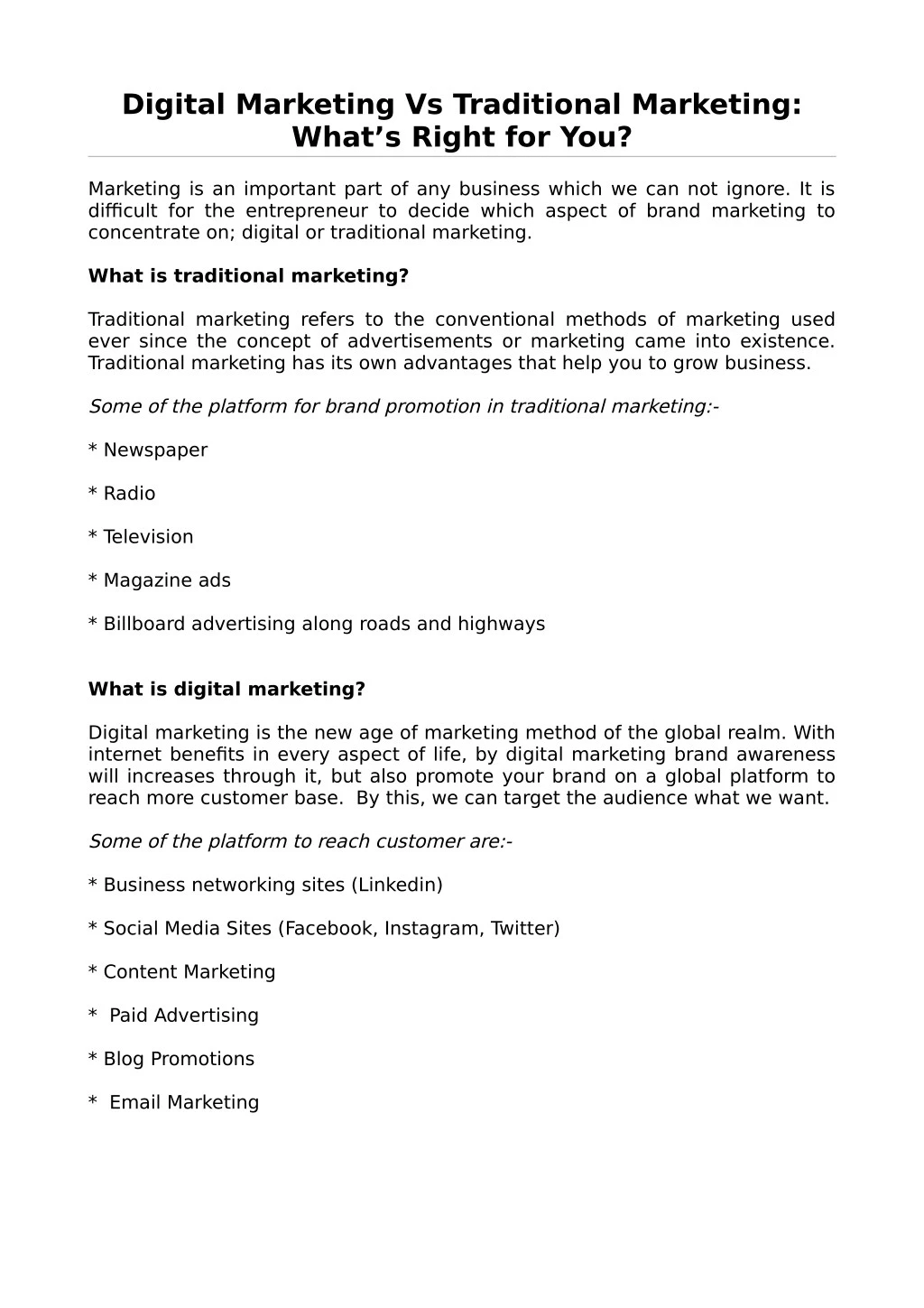 digital marketing vs traditional marketing what