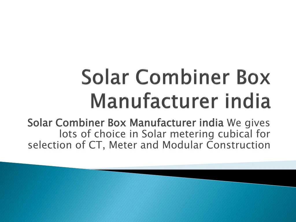 solar combiner box manufacturer india