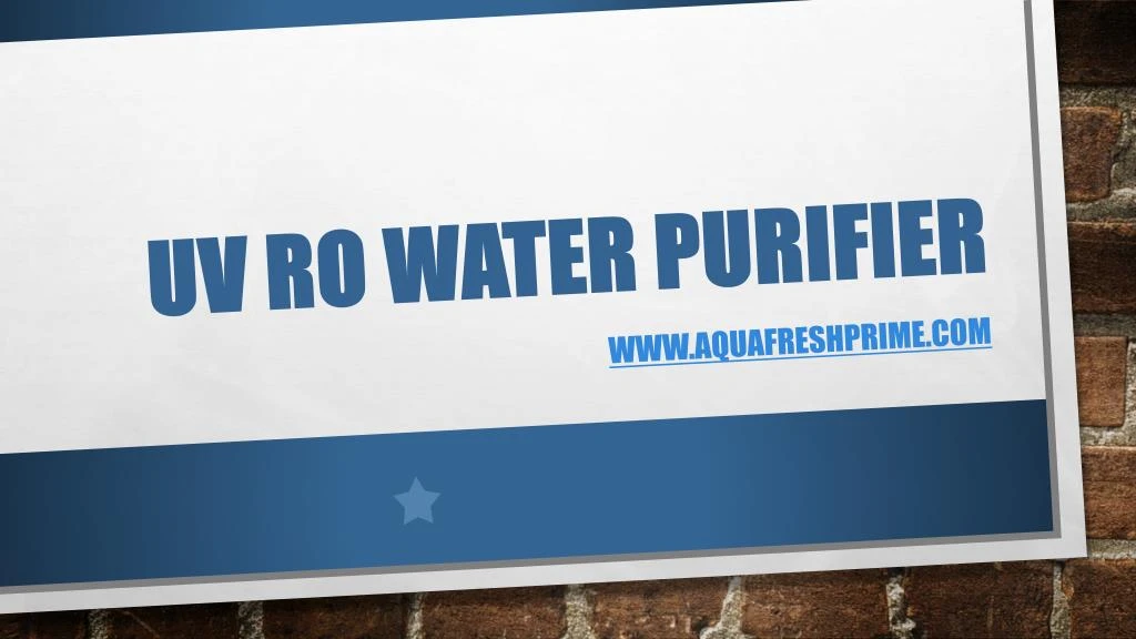 uv ro water purifier