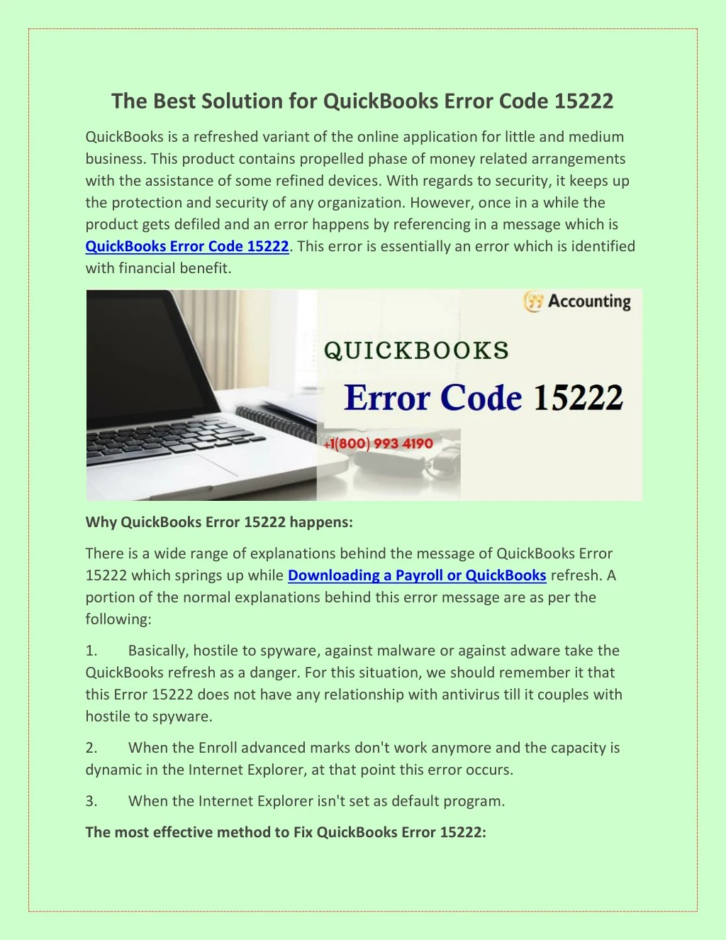 the best solution for quickbooks error code 15222