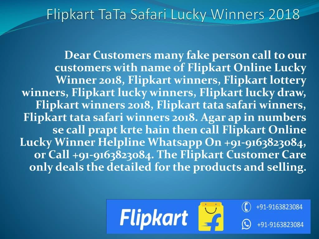 flipkart tata safari lucky winners 2018