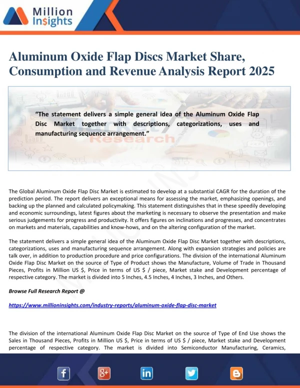 Aluminum Oxide Flap Discs Market Share, Consumption and Revenue Analysis Report 2025