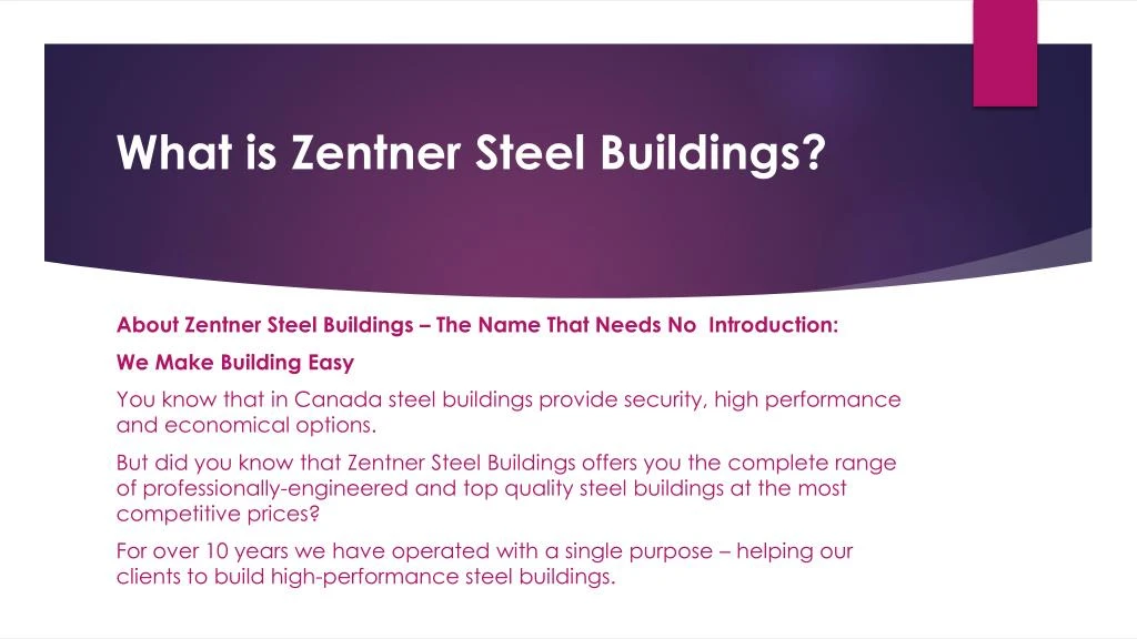 what is zentner steel buildings
