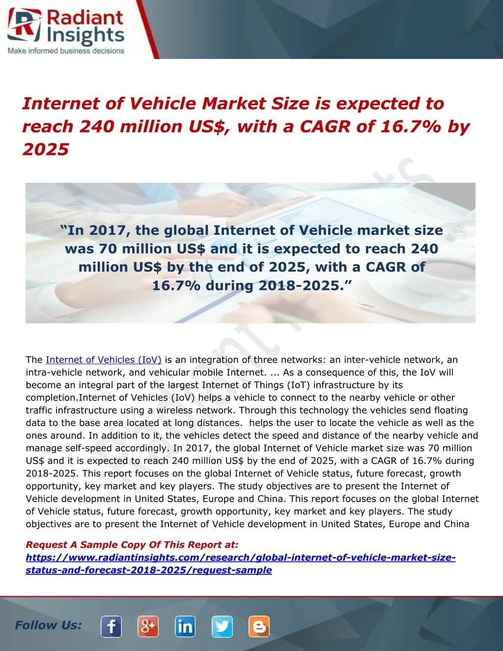 internet of vehicle market size is expected