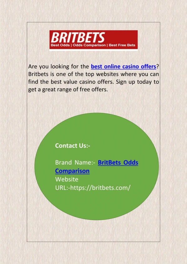 Best Online Casino Offers | Britbets