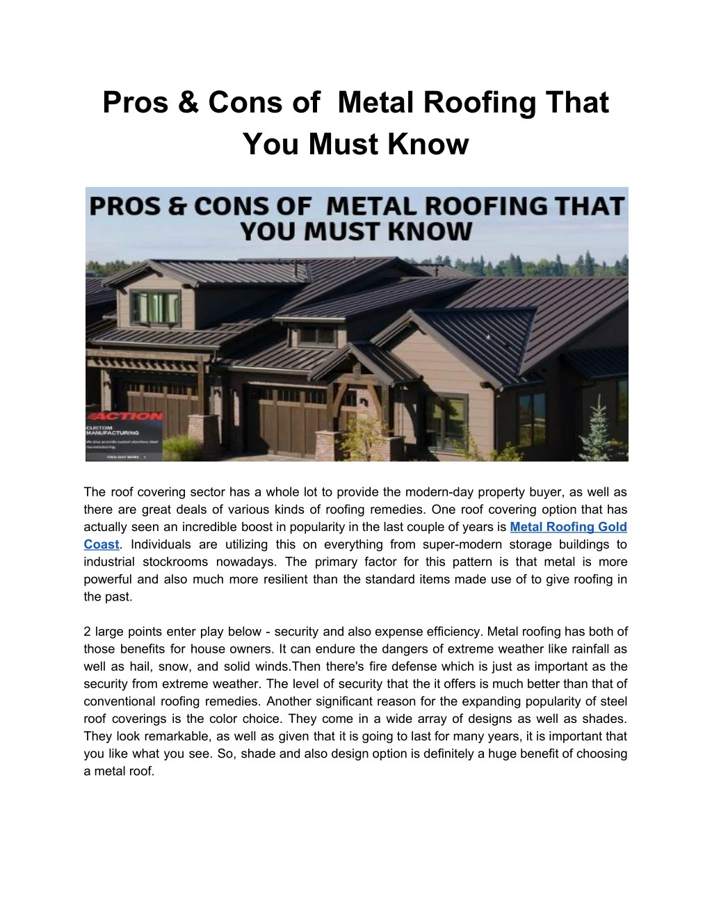 pros cons of metal roofing that you must know