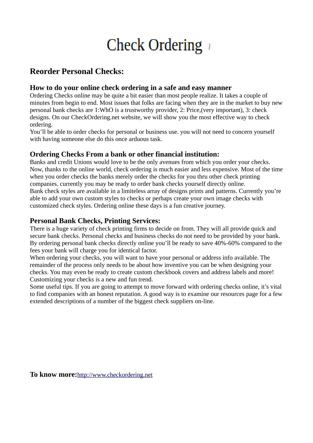 reorder personal checks