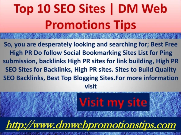 Top 15 Most Popular SEO Websites | DM Web Promotions Tips