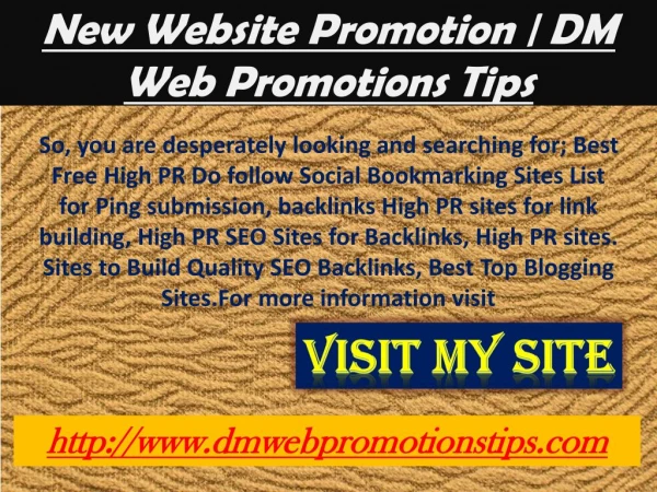 New Website Promotion | DM Web Promotions Tips