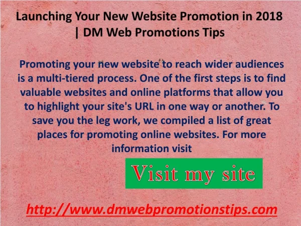 Launching Your New Website Promotion in 2018 | DM Web Promotions Tips