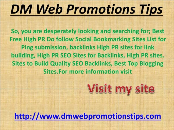 DM Web Promotions Tips