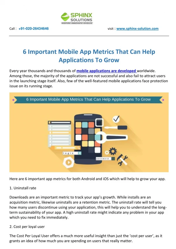 6 Important Mobile App Metrics That Can Help Applications To Grow