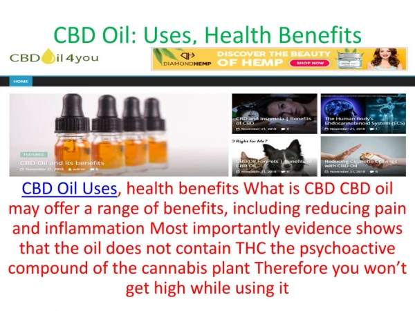 CBD Oil: Uses, Health Benefits