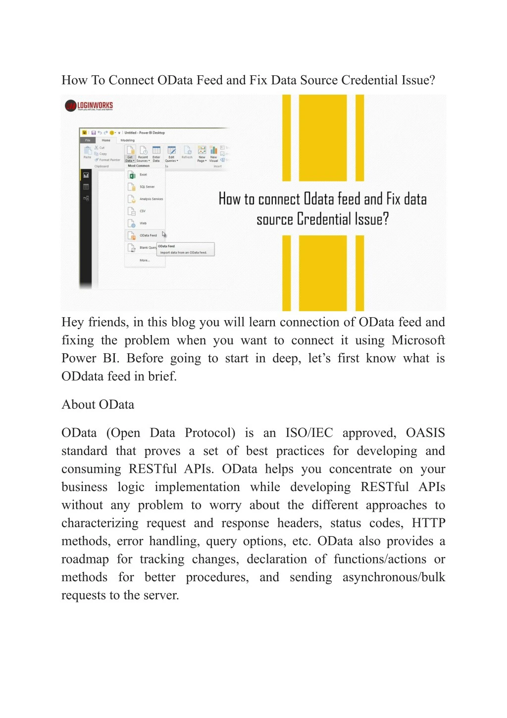 how to connect odata feed and fix data source