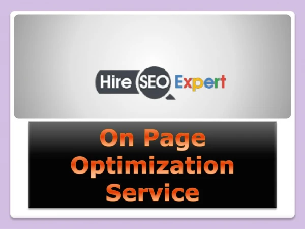 On Page Optimization Service
