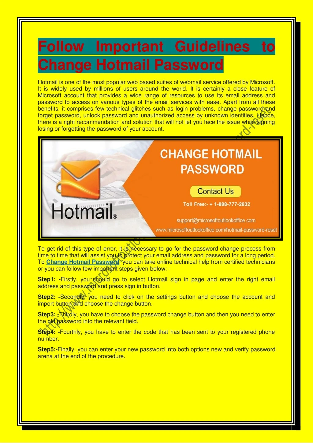 follow important guidelines to change hotmail